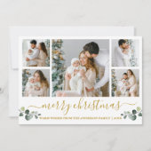 書道水色ユーカリ金ゴールドクリスマス シーズンカード (正面)