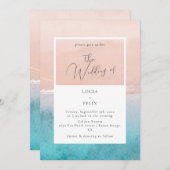 書道海深いブルービーチ結婚式 招待状 (正面/裏面)