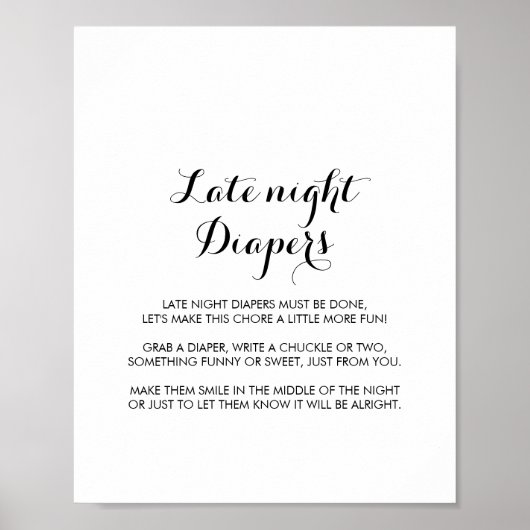 書道深夜おむつ赤ちゃんシャワーのサイン ポスター (正面)