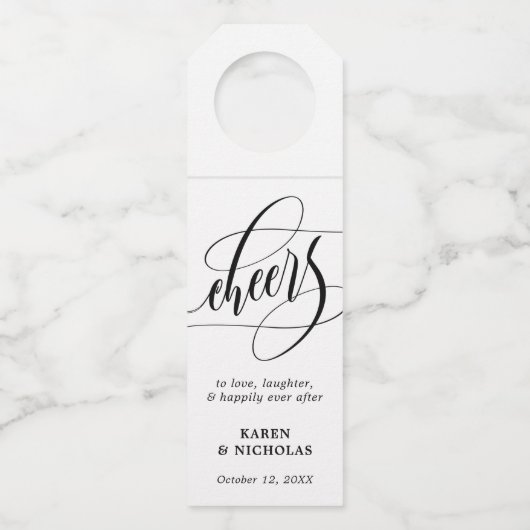 書道渦巻形の結婚式の引き出物応援 ボトルネックタグ (正面)