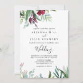 書道熱帯フローラフロント&バック結婚ズ 招待状 (正面)