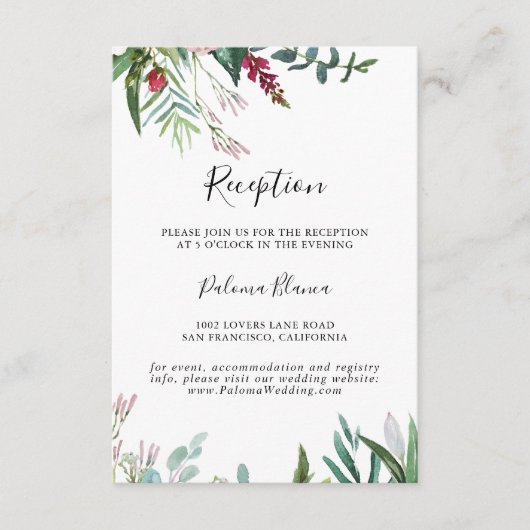 書道熱帯フローラ結婚披露宴 エンクロージャーカード (正面)