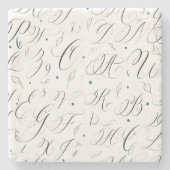 書道用アルファベットと大理石コースターが栄える ストーンコースター (正面)