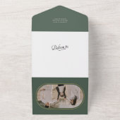 書道用グエレガントリーン・クリスマスの写真カード オールインワン招待状 (外側)