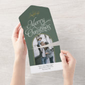 書道用グエレガントリーン・クリスマスの写真カード オールインワン招待状 (貼ってはがせる)