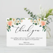 書道用水エレガント彩サンゴ白フローラ サンキューカード (スタンド正面)