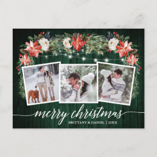 書道用緑の木3枚の写真水彩フローラ ポストカード