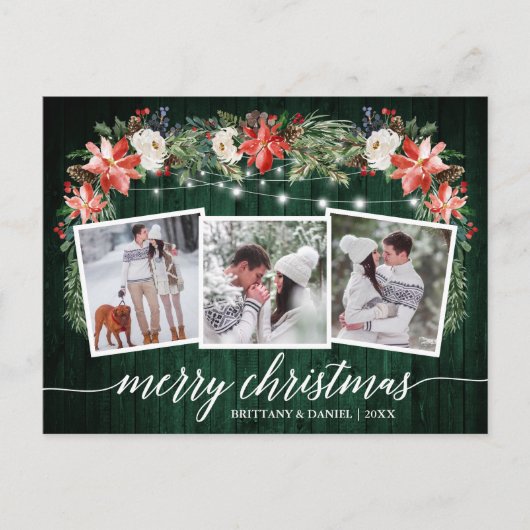 書道用緑の木3枚の写真水彩フローラ ポストカード (正面)