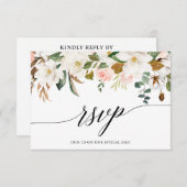 書道白マグノリアスバラ結婚ズ 出欠カード (正面/裏面)