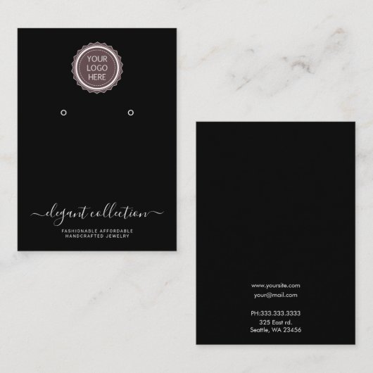 書道白黒あなたのロゴイヤリングディスプレイ 名刺 (正面/裏面)