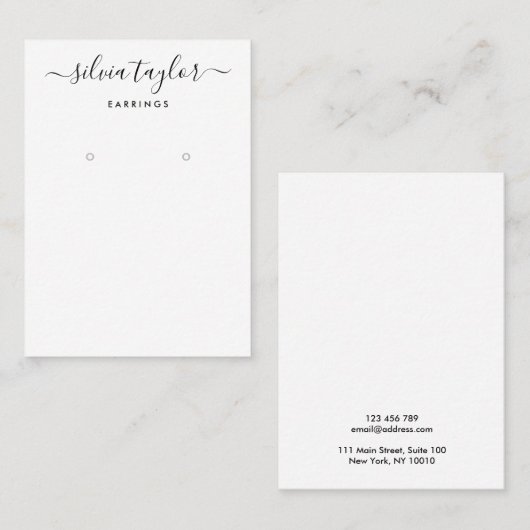 書道白黒イヤリング表示カード 名刺 (正面/裏面)