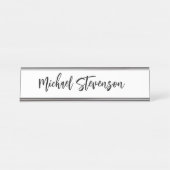 書道白黒パーソナライズされたプレーンモダン デスクネームプレート (正面)