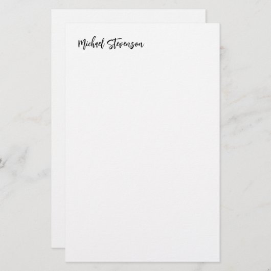 書道白黒パーソナライズされたプレーンモダン 便箋 (正面/裏面)