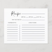 書道白黒ブライダルシャワーレシピカード (正面)