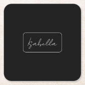 書道白黒プレーンクリエイティブモダン名 スクエアペーパーコースター (正面)