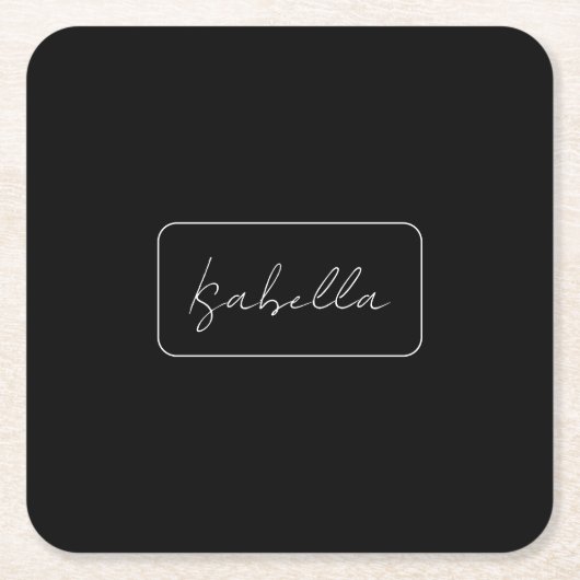 書道白黒プレーンクリエイティブモダン名 スクエアペーパーコースター (正面)