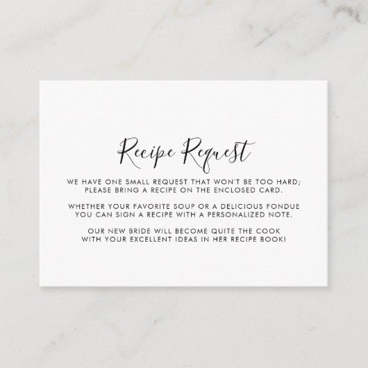 書道白黒結婚のレシピ依頼 エンクロージャーカード (正面)