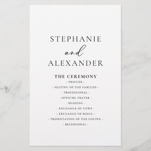 書道白黒結婚式 プログラム (正面)