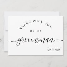 書道白黒、グルームスマンカードに