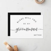 書道白黒、グルームスマンカードに ノートカード (正面/裏面インサイチュ)