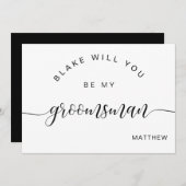 書道白黒、グルームスマンカードに ノートカード (正面/裏面)