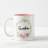 書道祖母と水彩画フローラリース ツートーンマグカップ (左)