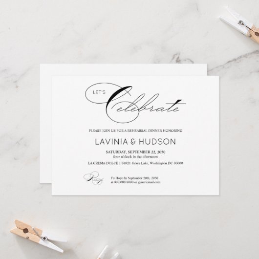 書道祝エレガントを 招待状 (正面/裏面インサイチュ)