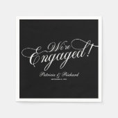 書道私たちは婚約した婚約パーティブラック スタンダードカクテルナプキン (正面)