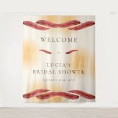 書道秋の葉のブライダルシャワーへようこそ タペストリー (正面)