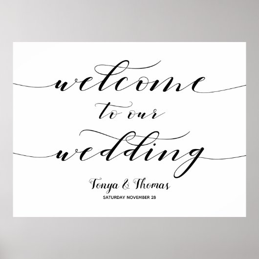 書道素朴は我々の大き結婚なサインを歓迎 ポスター (正面)