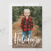 書道素朴モダン写真ハッピーホリデー シーズンカード (正面)