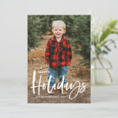 書道素朴モダン写真ハッピーホリデー シーズンカード (スタンド正面)