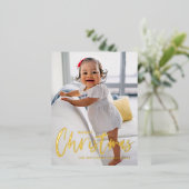 書道素朴モダン聖降誕祭の写真 箔シーズンポストカード (立ち正面)