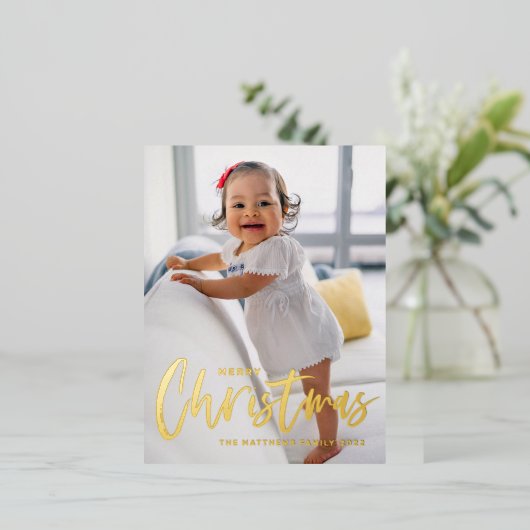 書道素朴モダン聖降誕祭の写真 箔シーズンポストカード (立ち正面)