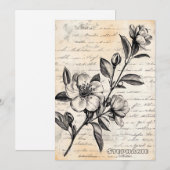 書道素朴付きフローラスケッチ – 古い(2) (正面/裏面)