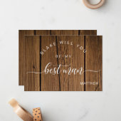 書道素朴木材、私の花婿介添人カード ノートカード (正面/裏面インサイチュ)