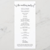 書道素朴結婚式 プログラムデザイン プログラム (裏面)