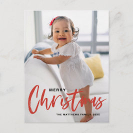 書道素朴赤モダンメリークリスマス シーズンポストカード