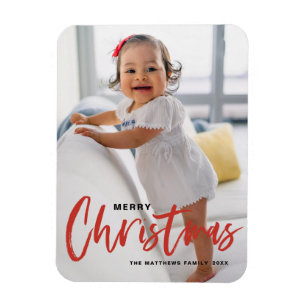 書道素朴赤モダンメリークリスマス マグネット