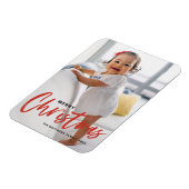 書道素朴赤モダンメリークリスマス マグネット (左側)