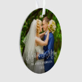 書道結婚した台本メリーと結婚写真 オーナメント (正面)