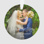 書道結婚した台本メリーと結婚写真 オーナメント (正面)