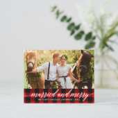 書道結婚した赤メリー結婚板 ポストカード (スタンド正面)