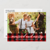 書道結婚した赤メリー結婚板 ポストカード (正面/裏面)