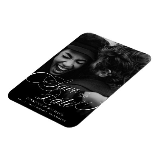 書道結婚のクラシックエレガント日付の保存 マグネット (左側)