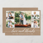 書道結婚のクラフト愛感謝してい5枚の写真 サンキューカード (正面/裏面)