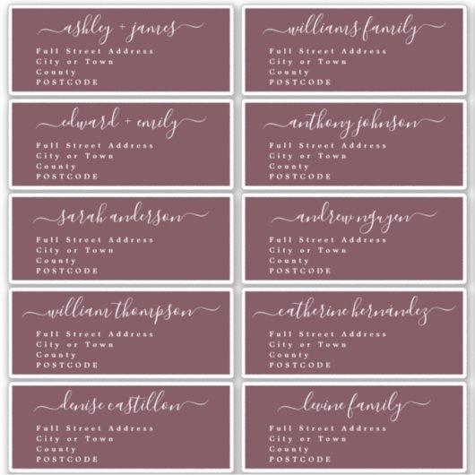 書道結婚のゲスト住所 シールUKレイアウト シール (正面)