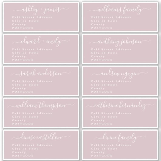 書道結婚のゲスト住所 シールUKレイアウト シール (正面)