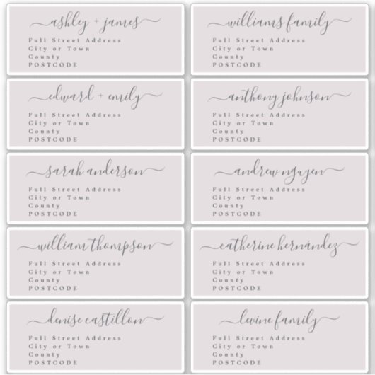 書道結婚のゲスト住所 シールUKレイアウト シール (正面)