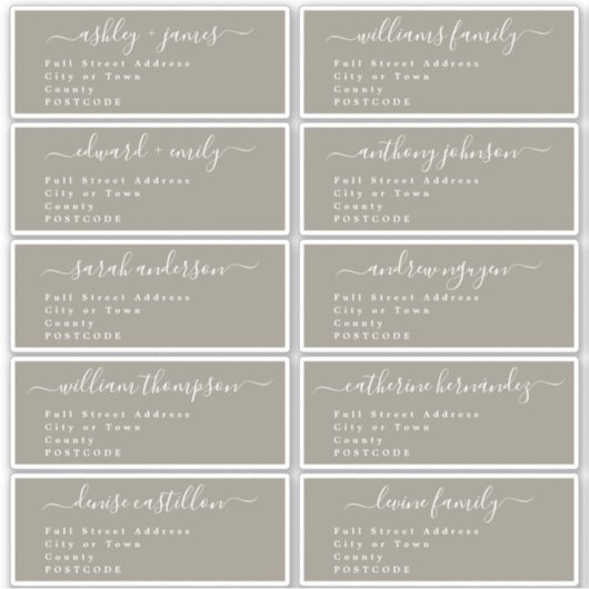 書道結婚のゲスト住所 シールUKレイアウト シール (正面)